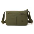 Stylish multi-layer nylon crossbody bag for women, lightweight casual single shoulder bag. - Olive Green