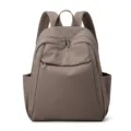 Stylish nylon backpack for women, large capacity casual travel school bag with multiple pockets. - Hazelnut Cocoa