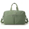 Casual green travel laptop shoulder bag with dual handles and multiple zipper pockets. - Moss Green