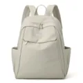 Casual nylon backpack for women, large capacity travel school book bag in light gray. - Vanilla Cream