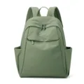 Minimalist nylon casual backpack for women, large capacity daily travel school bag. - Moss Green