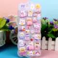 Gedetailleerd overzicht van schattige dieren squishy stickerboog met diverse zachte pastelontwerpen. - Roze Perzik Sticker