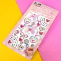 3D butterfly rhinestone face body nail stickers acrylic crystal gems colorful heart sticker sheet - Butterfly Heart Pink