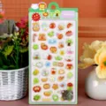 Schattige 3D reliëf glitter stickers cartoon dieren fruit hars sticker vel voor kinderen DIY. - Appel Beer Kat