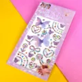 Detailed view of 3d butterfly rhinestone stickers for face, body, and nail art decoration. - Butterfly Heart Purple