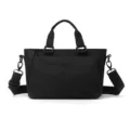 Sac à bandoulière noir en nylon décontracté avec poches, grand fourre-tout tendance. - Noir