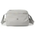 Lightweight multi-layer crossbody bag for women, casual canvas shoulder bag in light grey. - Silver Gray