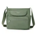 Fashion green nylon crossbody shoulder bag for women, multi-pocket casual daily handbag. - Moss Green