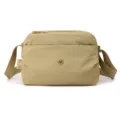 Lightweight casual khaki nylon multi-layer crossbody shoulder bag for women daily use - Almond Yellow