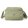 Lightweight multi-pocket canvas crossbody bag for women, casual green shoulder bag. - Deep Emerald Green