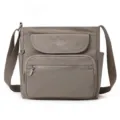 Casual nylon crossbody bag with multiple zipper pockets, stylish daily shoulder bag. - Cocoa