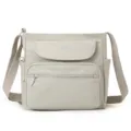 Grey nylon crossbody bag casual multi-pocket shoulder bag for women daily use stylish - Vanilla Cream