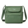Green nylon crossbody shoulder bag for women, stylish multi-pocket daily travel handbag. - Matcha Green