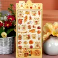 Detailed view of 3D crystal epoxy relief cartoon bear stickers sheet for kids DIY craft decor - Bear