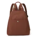 Stiloso zaino casual in nylon marrone da donna, zainetto multifunzionale elegante per viaggi. - Rosso Camelia