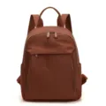 Zaino casual marrone in nylon con tasca frontale per donne, viaggi e uso quotidiano - Rosso Camelia