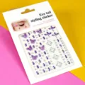 3D yeux visage strass autocollants papillon cristal maquillage décoratif vue détaillée - Papillon Violet