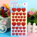 Children's 3D puffy heart laser stickers for birthday party gifts and DIY crafts decor - Heart Red