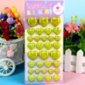 Colorful laser heart puffy stickers set for kids birthday party gifts and daily DIY decoration. - Heart Yellow