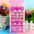 Children laser heart puffy stickers cute pink shiny puffy stickers for party gift kids decor - Heart Rose Red