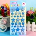 Children 3D blue laser star bubble stickers, cute blister pack for kids party and gifts. - Five-pointed Star Blue