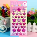 Children shiny laser star puffy stickers in blister pack, cute birthday party supply. - Five-Star Rose Red
