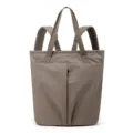 Waterproof nylon laptop backpack and tote bag with dual straps and spacious front pocket style. - Cocoa