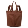Brown nylon convertible backpack tote bag, lightweight waterproof casual daypack for daily work. - Camellia Red