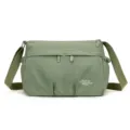 Stylish women's nylon crossbody shoulder bag, casual waterproof daily commute handbag front view. - Moss Green
