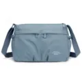 Blue nylon crossbody shoulder bag for women, casual daily commuter bag with multiple zipper pockets. - Glacier Blue