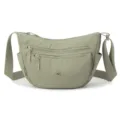 Green nylon crossbody bag with multiple zipper compartments for women daily commute use. - Deep Emerald Green