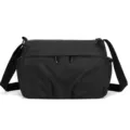 Black women's nylon crossbody bag, casual daily commuting shoulder bag with multi pockets. - Black