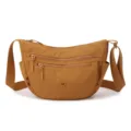 Casual nylon crossbody bag for women, lightweight multi-compartment shoulder bag in caramel. - Pumpkin Orange