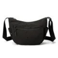 Black nylon casual crossbody bag for women with multi-compartments and adjustable strap. - Black