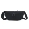 Lightweight waterproof nylon crossbody bag, versatile casual crescent saddle bag for daily use. - Black