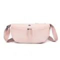 Lightweight nylon crescent crossbody bag casual pink shoulder waist bag for travel - Pink