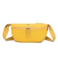 Casual yellow nylon crossbody bag, lightweight waterproof saddle shoulder bag for everyday use. - Yellow
