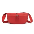 Red nylon waist bag casual sling crossbody bag lightweight waterproof everyday chest pack for women - Red
