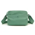 Green nylon crossbody bag, casual summer shoulder bag with wide strap and water-repellent design. - Green Apple
