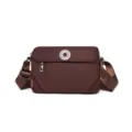 Casual women's nylon crossbody shoulder bag, lightweight daily travel practical square bag. - S / Coffee