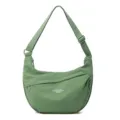 Green nylon crossbody bag for women, lightweight travel dumpling shoulder bag with zip pockets. - Matcha Green