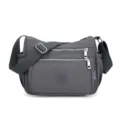 Grey nylon crossbody bag casual multi-pocket messenger shoulder bag for daily use. - Gray