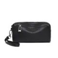 Black genuine leather women clutch bag zip phone purse casual small handbag new style - Black