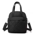 Schwarzer Damen Nylon Rucksack gesteppt lässig Laptop Daypack stylische Freizeittasche neu - Schwarz