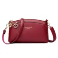 Red leather crossbody bag for women, stylish shoulder bag with multi zippers and gold hardware. - Red