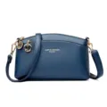 Women's blue leather crossbody shell bag fashion daily commute casual shoulder bag purse - Blue