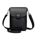 Borsa a tracolla verticale nera da donna per cellulare, elegante borsa mini unicolore. - Nero
