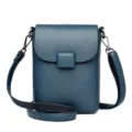 Borsa a tracolla verticale blu per cellulare, borsa a spalla monocolore in pelle PU casual. - Blu