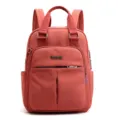 Women casual backpack large capacity travel rucksack with USB charging port coral red - Orange