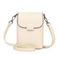 Borsa a tracolla donna colore unito verticale borsa cellulare moda piccola borsa - Bianco avorio